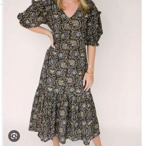 ANNA CATE COLLECTION  Myers Midi Dress Brown Blue Size Small